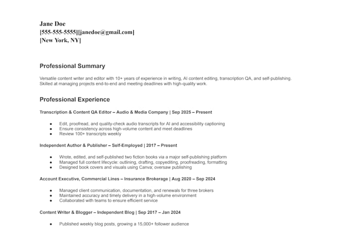 professionally edit and improve your resume